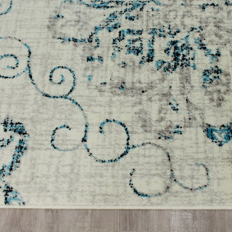 Meridian B202_4252 Distressed Flower Medallion Area Rug by Novelle Home