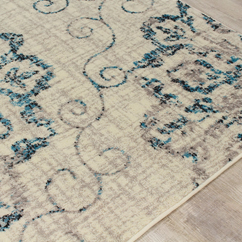 Meridian B202_4252 Distressed Flower Medallion Area Rug by Novelle Home