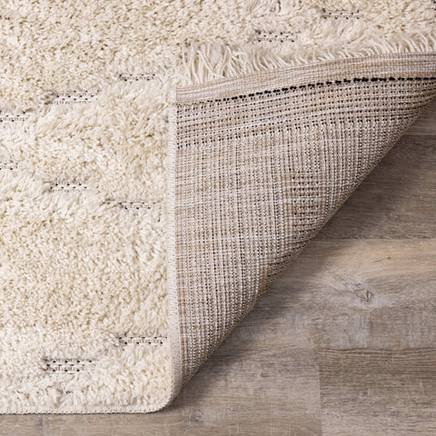 Novato Cream Diamond Shag Rug by Kalora Interiors