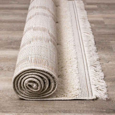 Novato Cream Diamond Shag Rug by Kalora Interiors