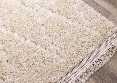 Novato Cream Diamond Shag Rug by Kalora Interiors