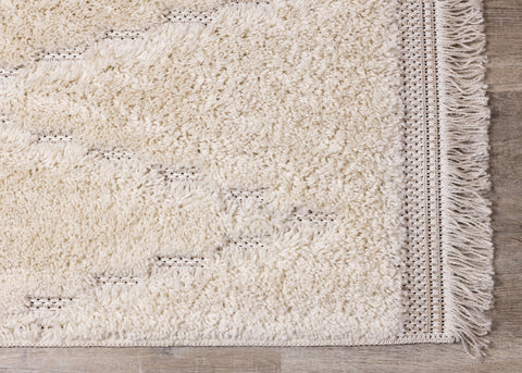 Novato Cream Diamond Shag Rug by Kalora Interiors