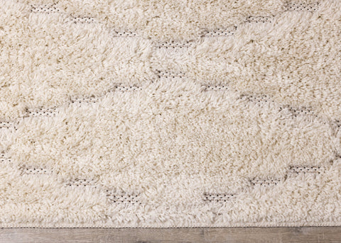 Novato Cream Diamond Shag Rug by Kalora Interiors