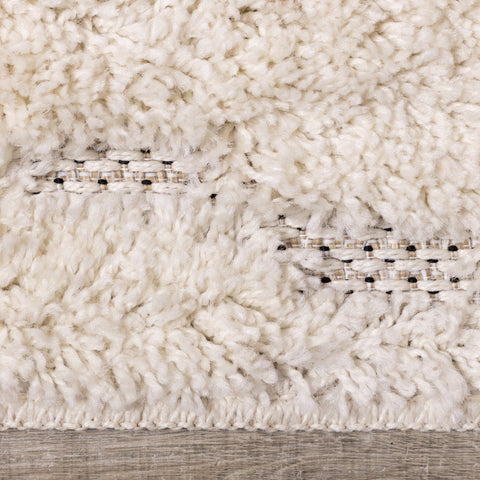 Novato Cream Diamond Shag Rug by Kalora Interiors