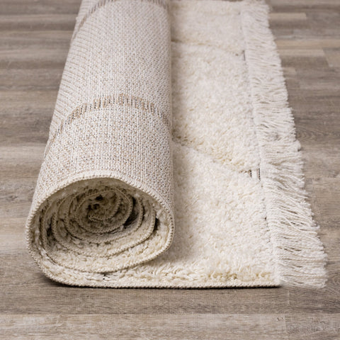 Novato Cream Curves Shag Rug by Kalora Interiors
