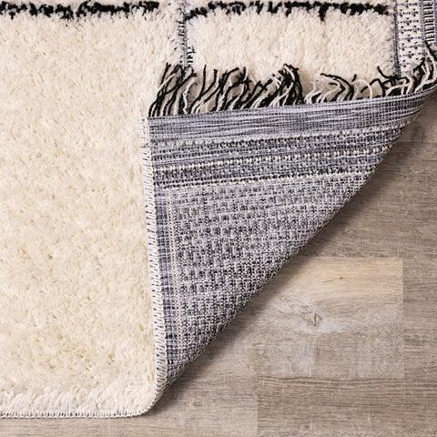 Novato Cream Black Striped Rug by Kalora Interiors
