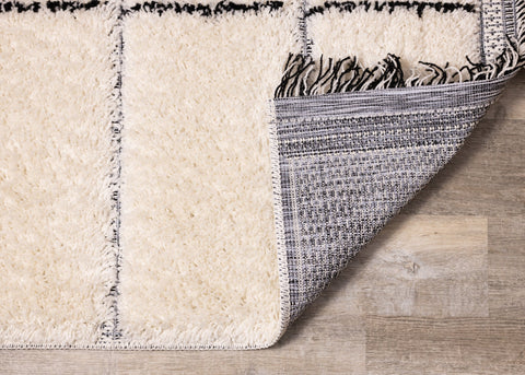 Novato Cream Black Striped Rug by Kalora Interiors