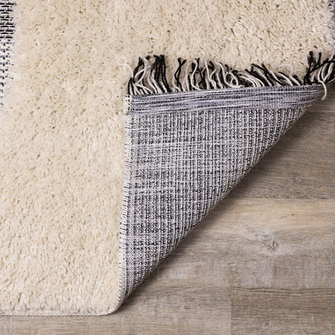 Novato Cream Black Geometric Modern Rug by Kalora Interiors