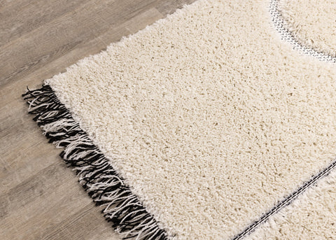 Novato Cream Black Geometric Modern Rug by Kalora Interiors