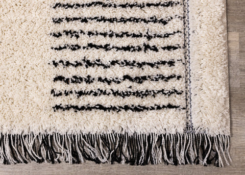 Novato Cream Black Geometric Modern Rug by Kalora Interiors
