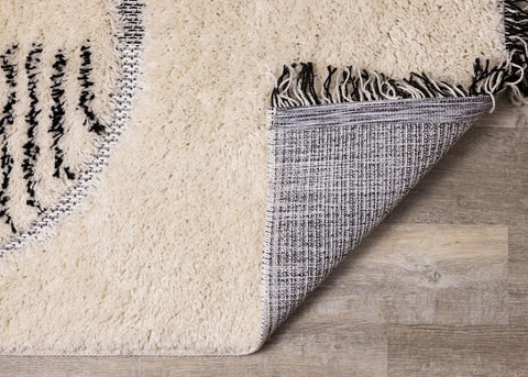 Novato Cream Black Geometric Modern Rug by Kalora Interiors