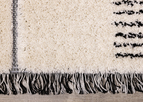 Novato Cream Black Geometric Modern Rug by Kalora Interiors