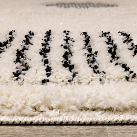 Novato Cream Black Geometric Modern Rug by Kalora Interiors