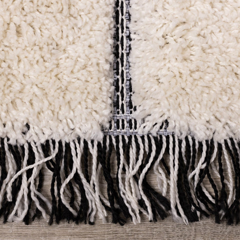 Novato Cream Black Geometric Modern Rug by Kalora Interiors