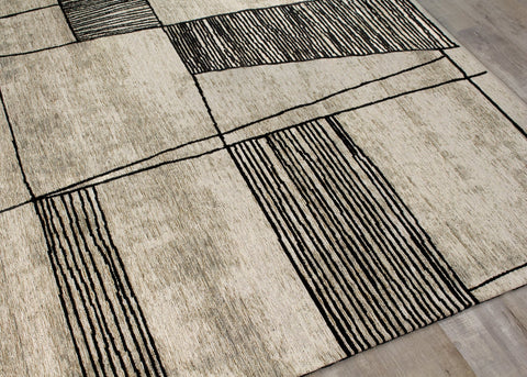 Orienta Beige Black Abstract Area Rug by Kalora Interiors
