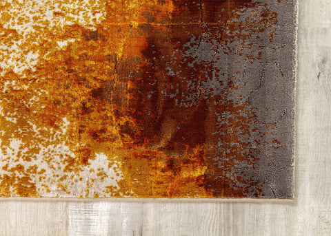 Parlour Cream Orange Distressed Abstract Rug by Kalora Interiors
