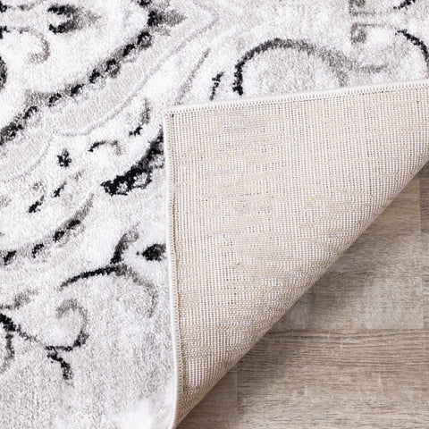 Platinum Venetian Silver Damask Rug by Kalora Interiors