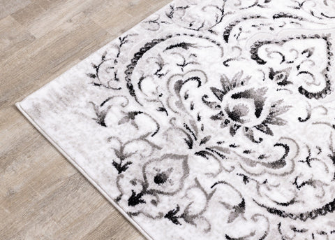 Platinum Venetian Silver Damask Rug by Kalora Interiors