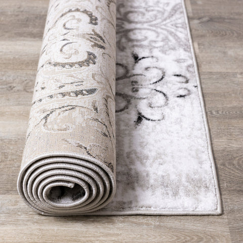 Platinum Venetian Silver Damask Rug by Kalora Interiors