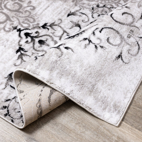 Platinum Venetian Silver Damask Rug by Kalora Interiors