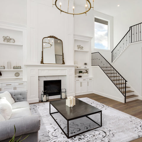 Platinum Venetian Silver Damask Rug by Kalora Interiors