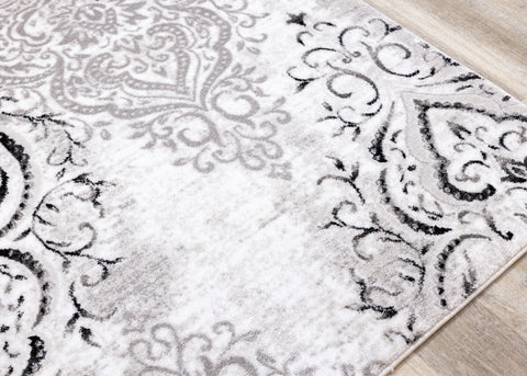 Platinum Venetian Silver Damask Rug by Kalora Interiors