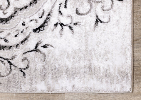 Platinum Venetian Silver Damask Rug by Kalora Interiors