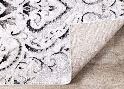 Platinum Venetian Silver Damask Rug by Kalora Interiors