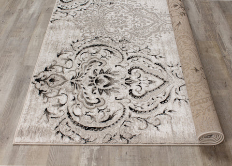 Platinum 1159_26 Faded Damask Pattern Area Rug by Kalora Interiors