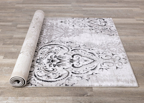 Platinum Venetian Silver Damask Rug by Kalora Interiors