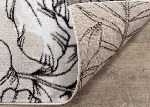 Platinum 2666_68 Grey Flower Pattern Area Rug by Kalora Interiors
