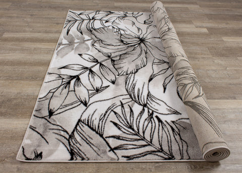 Platinum 2666_68 Grey Flower Pattern Area Rug by Kalora Interiors