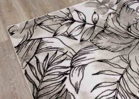 Platinum 2666_68 Grey Flower Pattern Area Rug by Kalora Interiors