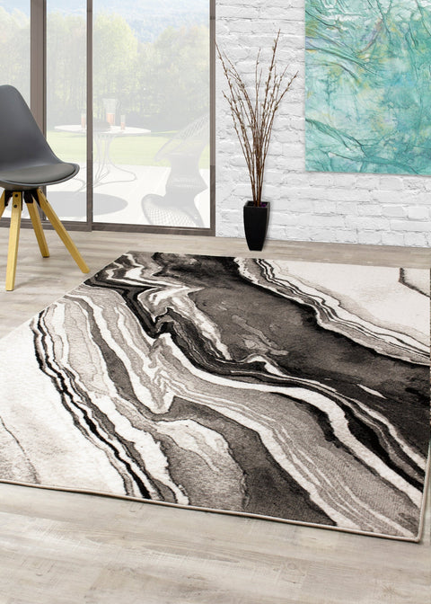 Platinum Grey Natural Wood Pattern Rug by Kalora Interiors