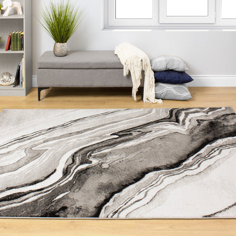 Platinum Grey Natural Wood Pattern Rug by Kalora Interiors