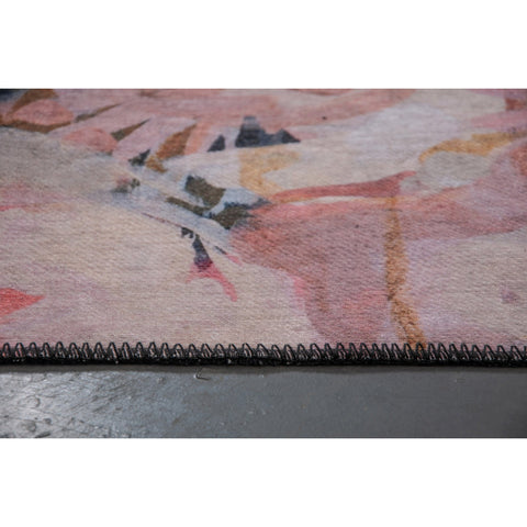 Bantu RBAN-79144 Black Pink Floral Flowers Area Rug by Renwil