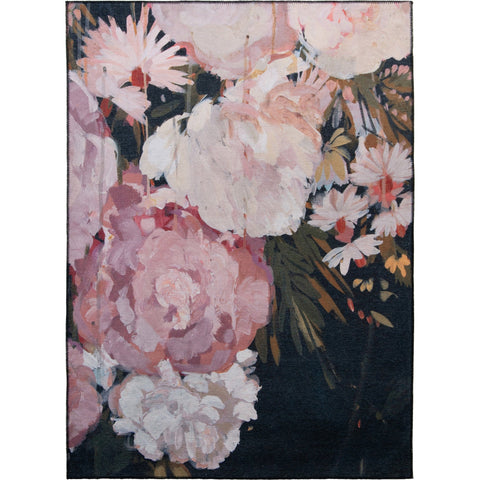 Bantu RBAN-79144 Black Pink Floral Flowers Area Rug by Renwil