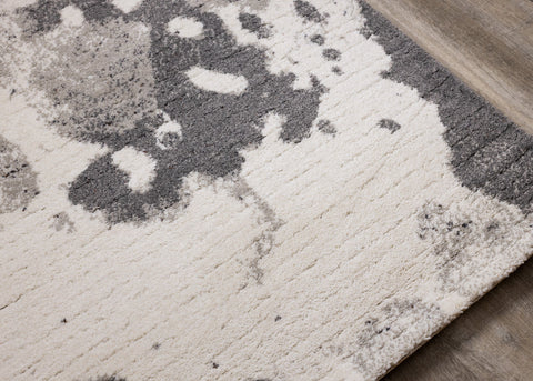 Ravine Cream Grey Cowhide Design Rug by Kalora Interiors