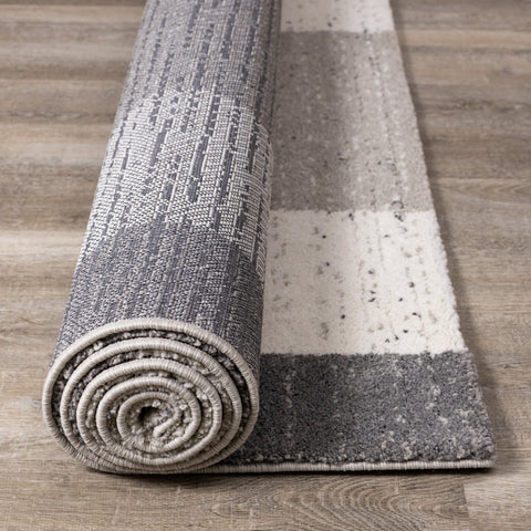 Ravine Cream Grey Rectangles Rug by Kalora Interiors