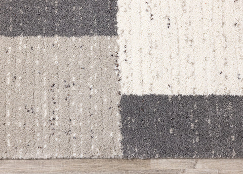 Ravine Cream Grey Rectangles Rug by Kalora Interiors