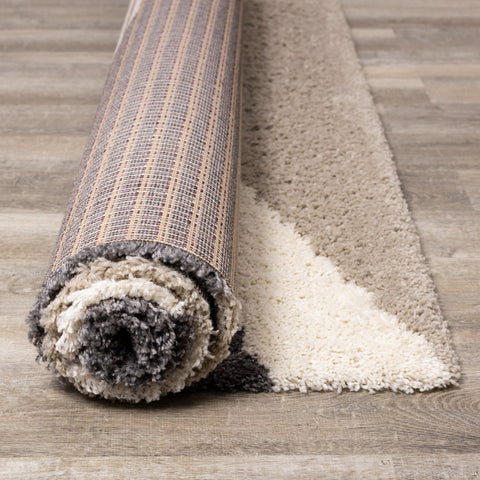 Rondo Beige Grey Cream Zig Zag Rug by Kalora Interiors