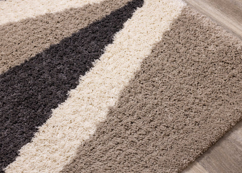 Rondo Beige Grey Cream Zig Zag Rug by Kalora Interiors