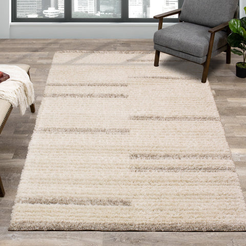 Rondo Cream Beige Shag Rug by Kalora Interiors