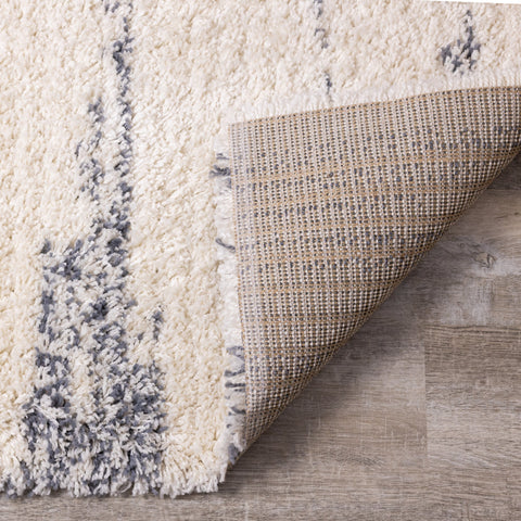 Rondo Cream Blue Modern Striped Rug by Kalora Interiors