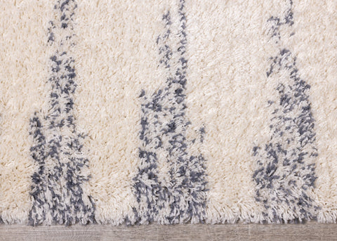 Rondo Cream Blue Modern Striped Rug by Kalora Interiors