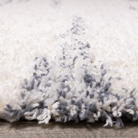 Rondo Cream Blue Modern Striped Rug by Kalora Interiors