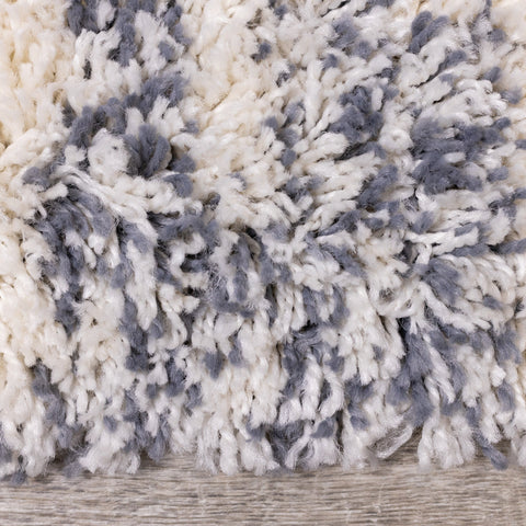 Rondo Cream Blue Modern Striped Rug by Kalora Interiors