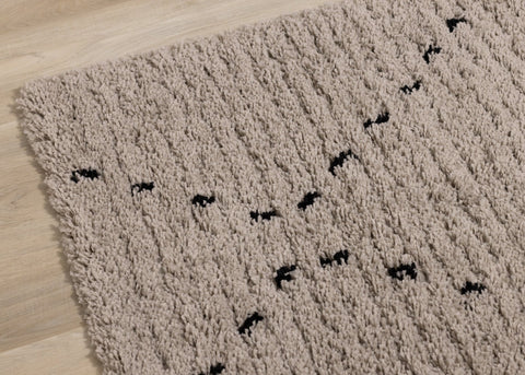 Rondo Beige Black Diamond Stitch Shag Rug by Kalora Interiors
