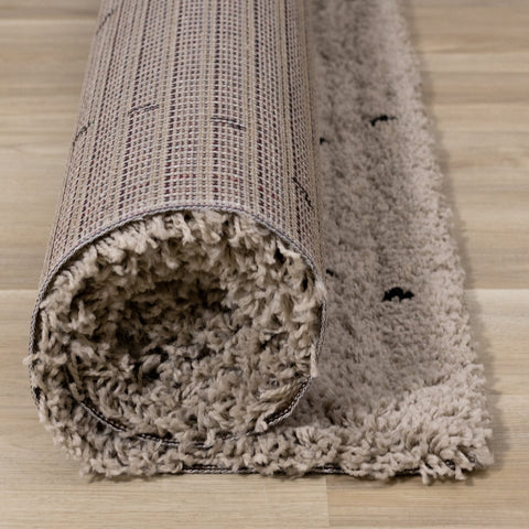 Rondo Beige Black Diamond Stitch Shag Rug by Kalora Interiors