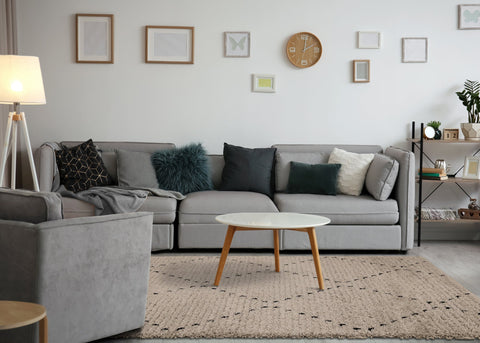Rondo Beige Black Diamond Stitch Shag Rug by Kalora Interiors